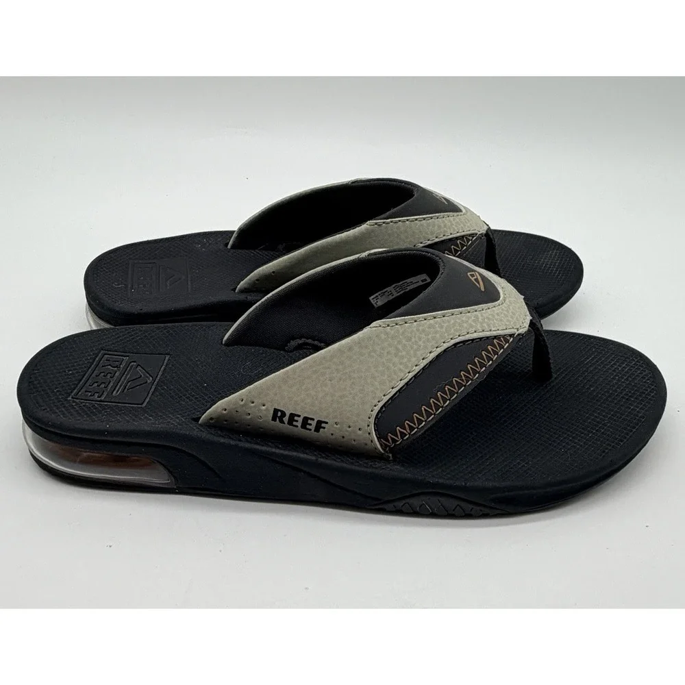 Reef Slides Kid's Sz 3 Fanning Olive Sudan Pool Beach‎